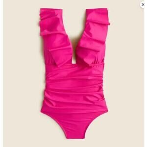 J. CREW Ruched Ruffle One Piece Swimsuit Barbie Size 8 NWT
